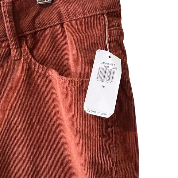 Old Navy Corduroy Pant Plus 18 Extra High-Rise Kicker Boot Cut Rust Orange Brown - Picture 6 of 8